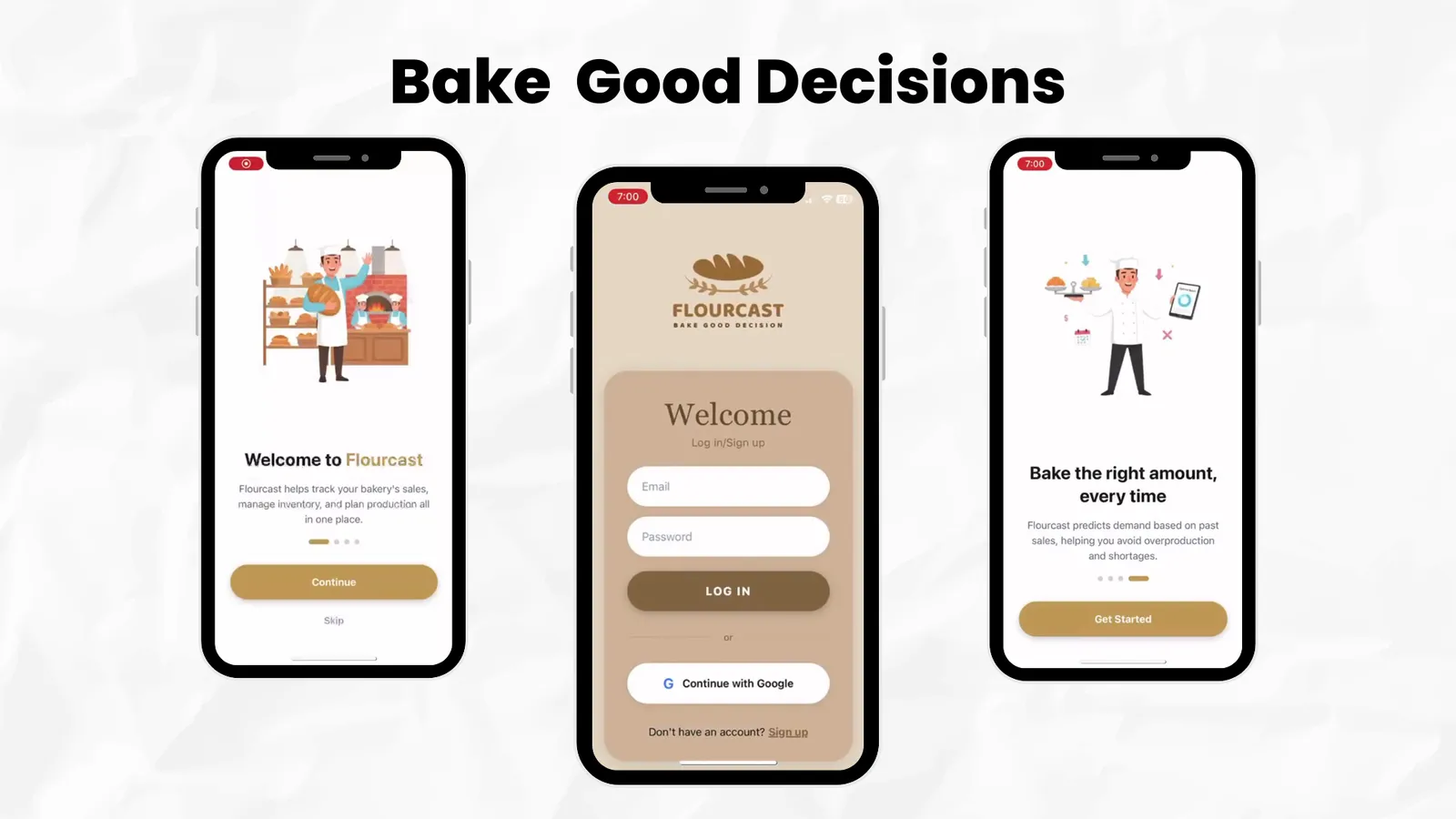 Flourcast app — onboarding and login